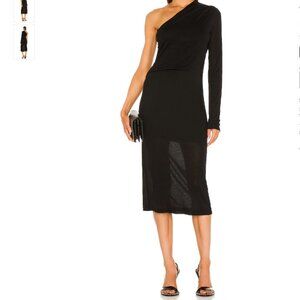 Helmut Lang One Sleeve Dress in Basalt Black Size Medium NEW